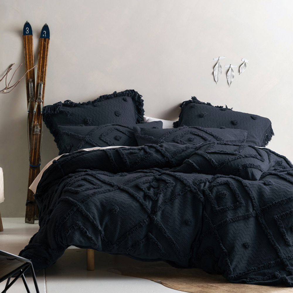 Linen House Adalyn King Size Aztec Tufted Duvet Cover Set Image 1