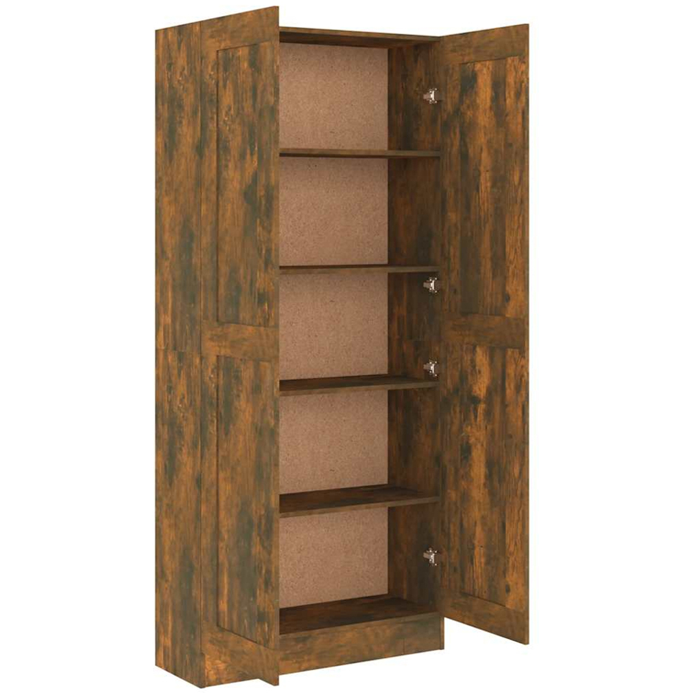 vidaXL 2 Door Smoked Oak Bookcase Image 3