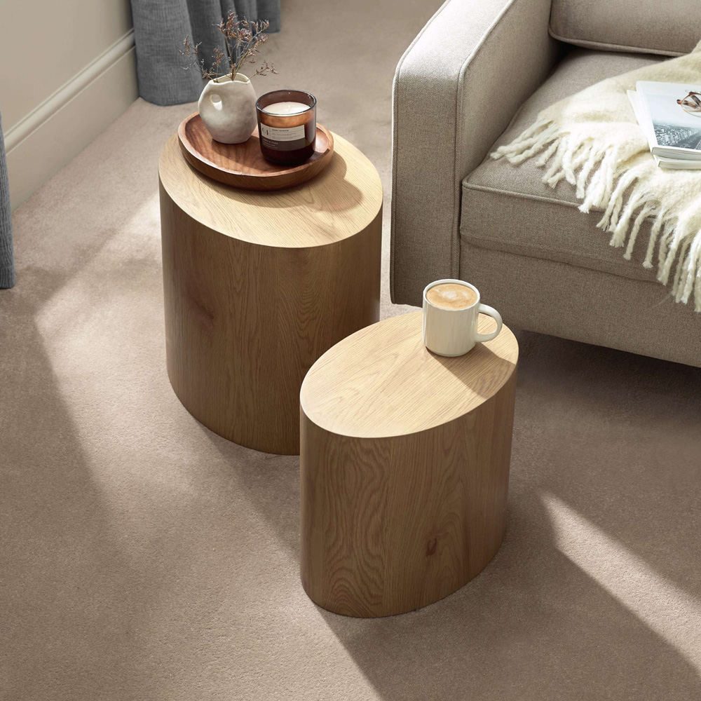 Julian Bowen Toba Light Oak Effect Nest of Tables Set of 2 Image 2
