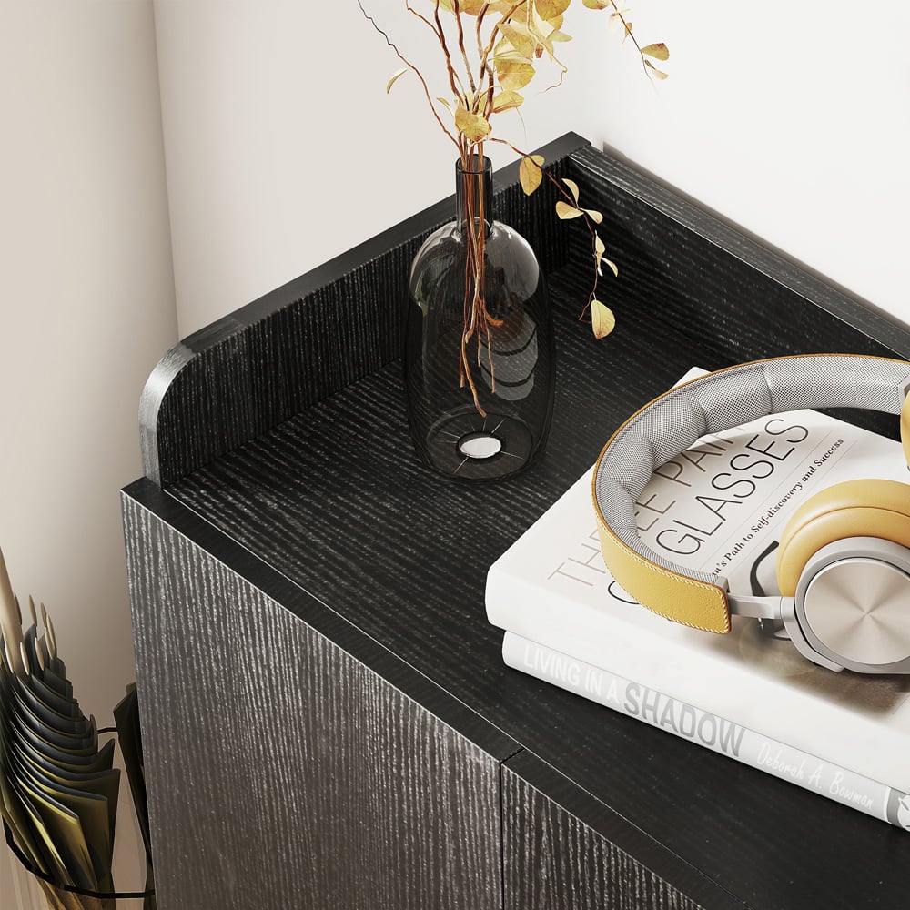 HOMCOM 2 Door 4 Shelf Black Shoe Storage Cabinet Image 3