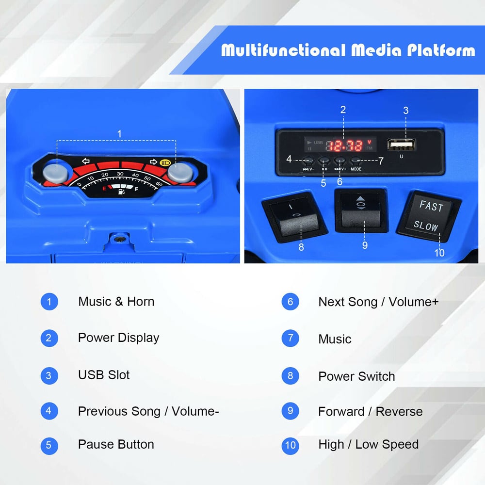 Costway Blue Electric Kids Ride On ATV Quad Bike Image 7