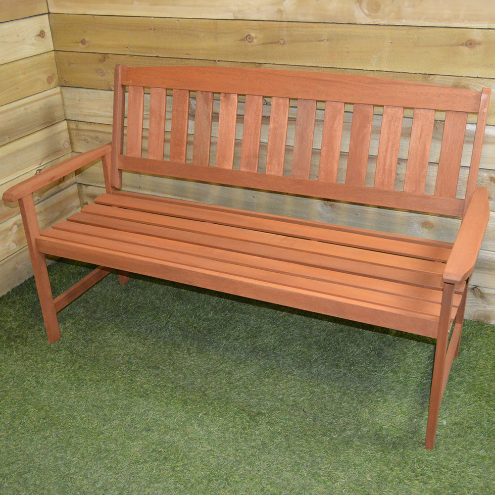 Samuel Alexander 3 Seater Hardwood Wide Garden Bench Image 2