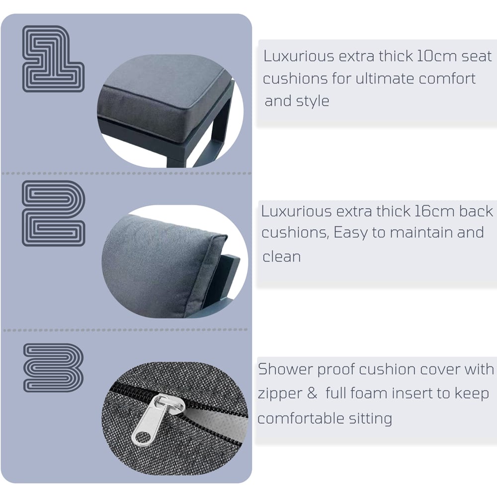 Furniture One 9 Seater Aluminium Garden Dining Rising Table Set Image 6