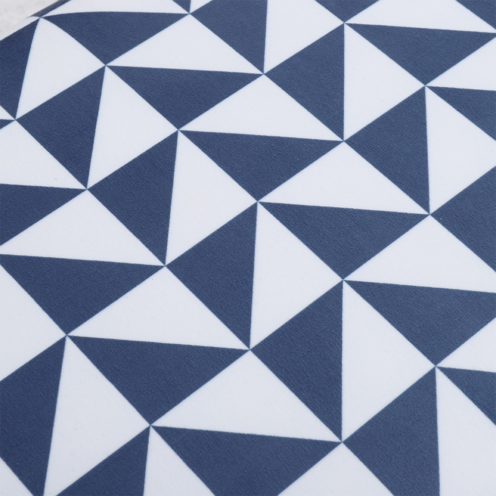 Living and Home Blue and White Mid Century Patterned Ottoman Footstool with Walnut Legs Image 6
