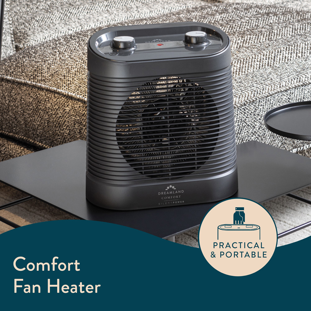 Dreamland Black Silent Power Comfort Portable Fan Heater 2100W Image 2