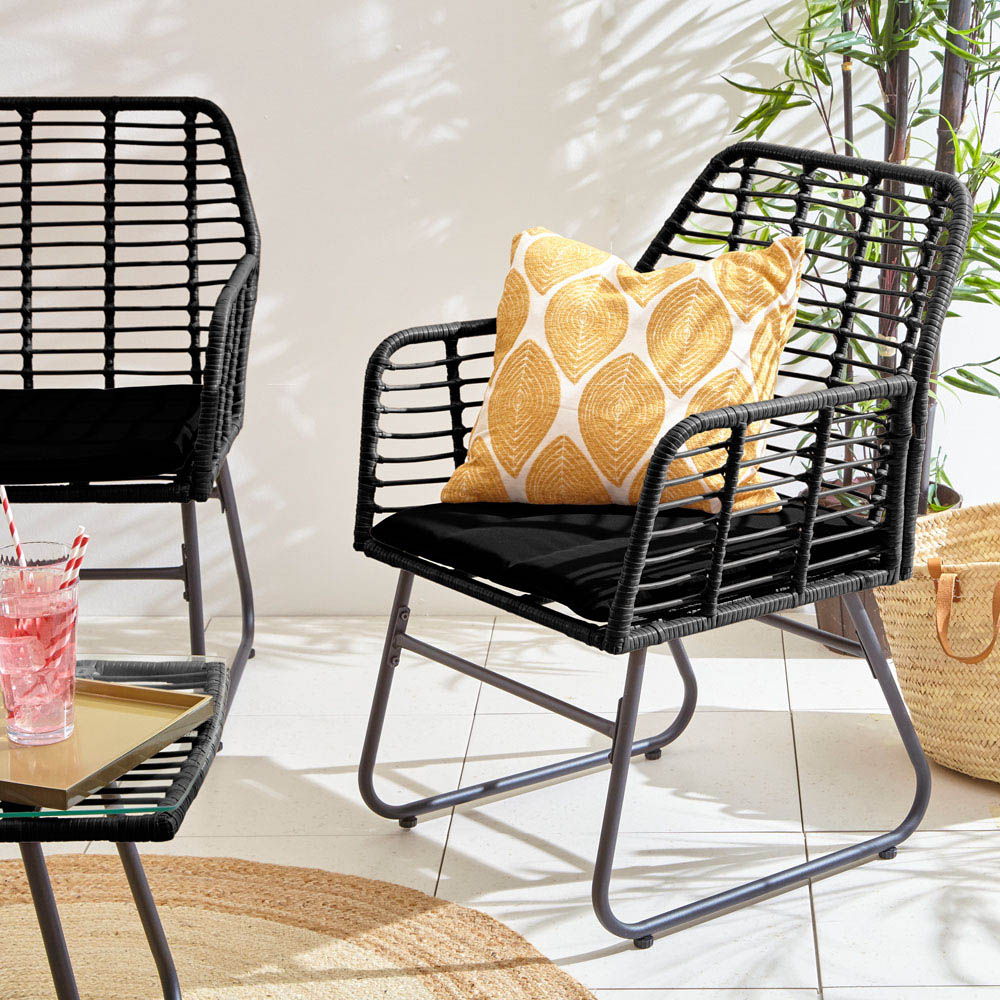 Neo 4 Seater Black Bamboo Style Table Set Image 3