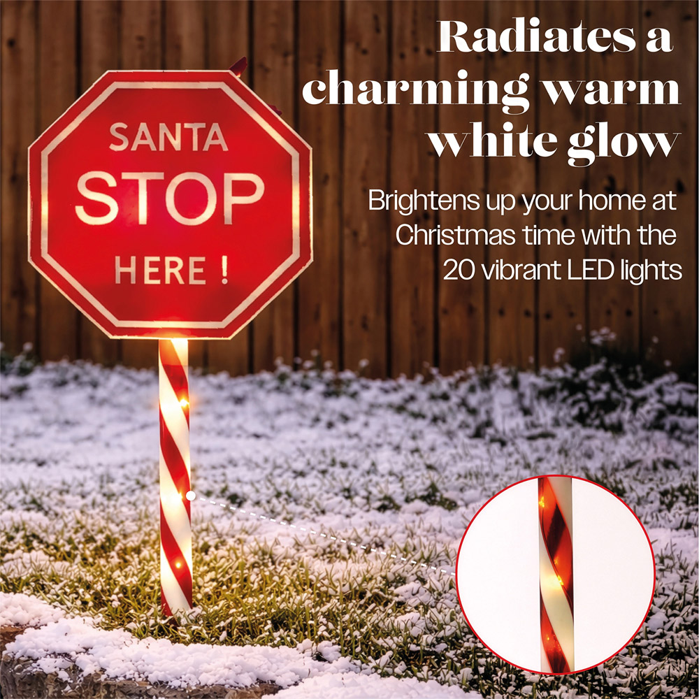 Xmas Haus Warm White LED Santa Stop Here Sign Christmas Decoration 60cm Image 3