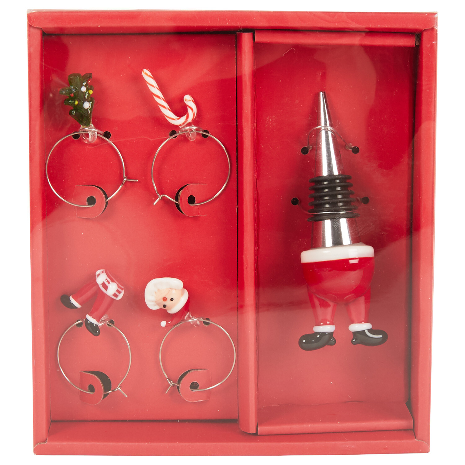 Christmas Wine Stopper and Charms Set - Red Image 1