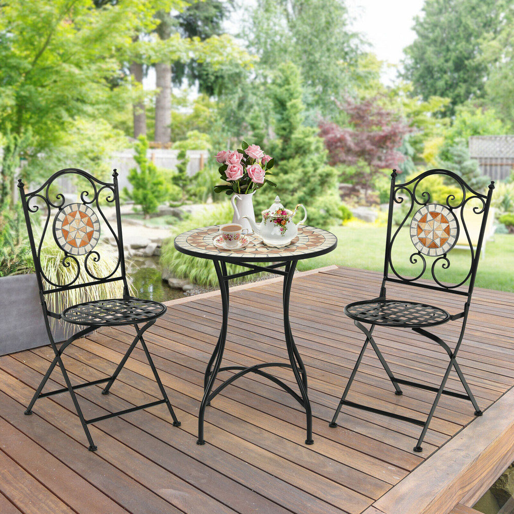 Costway 2 Seater Mosaic Metal Bistro Set Image 3