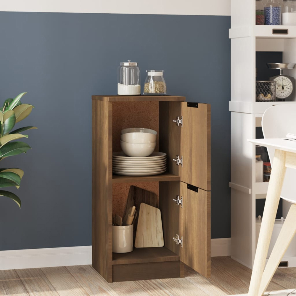vidaXL 2 Door Brown Oak Narrow Sideboard Image 3