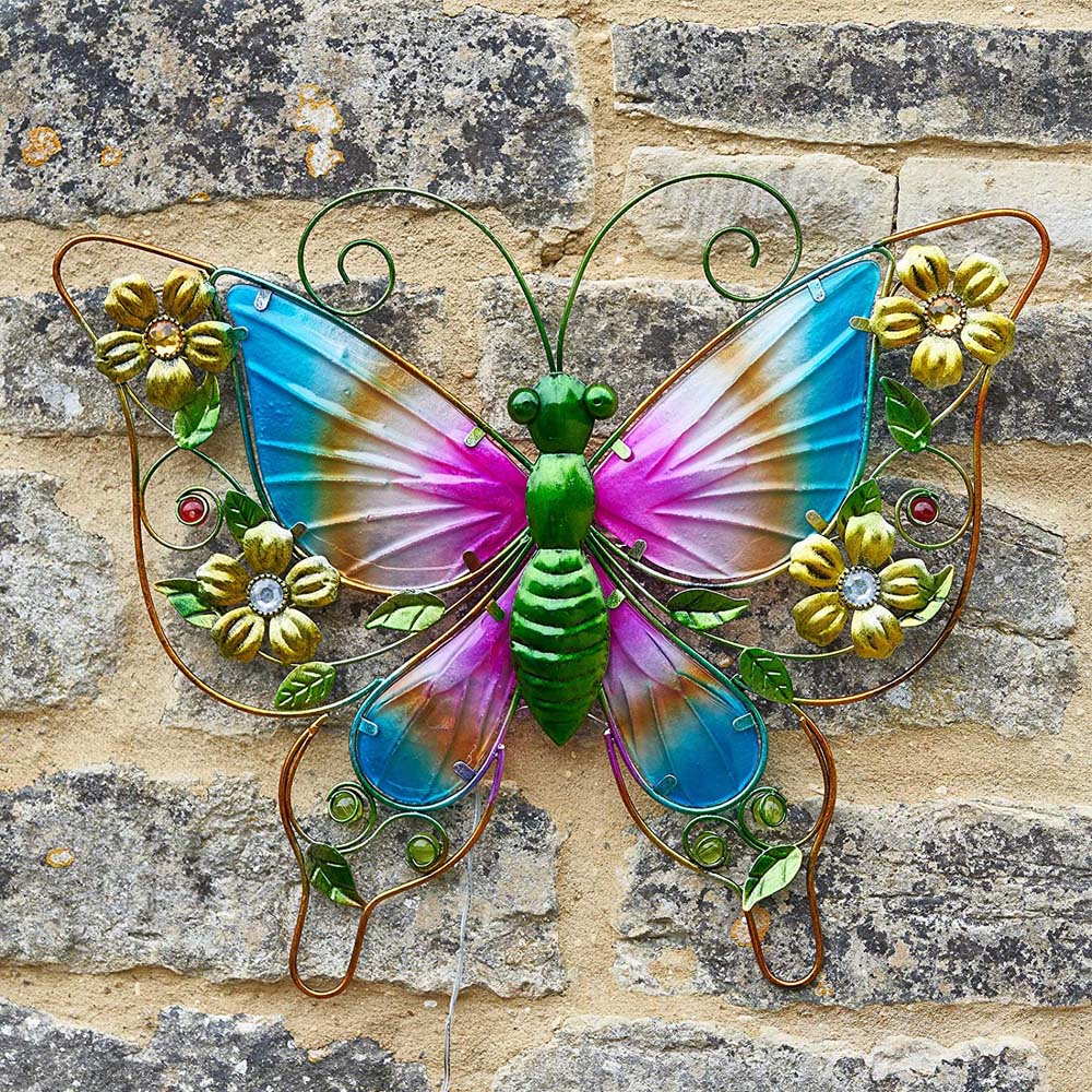 wilko Butterfly Wall Art Solar Wall Light Image 2