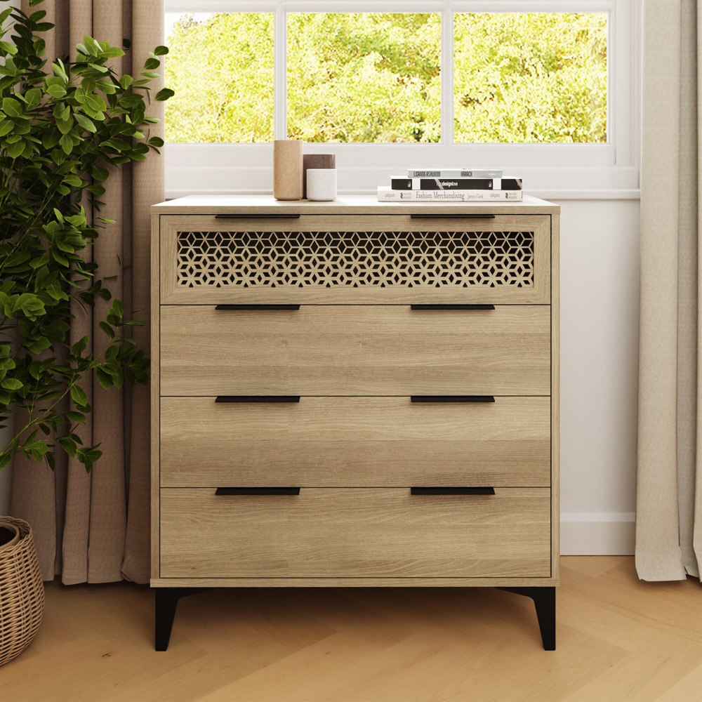 GFW Ezra 4 Drawer Oak Chest of Drawers Image 7