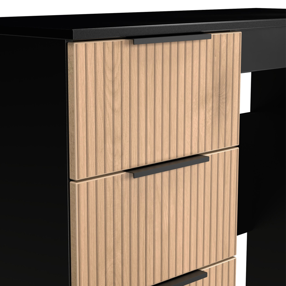 Crowndale Java 3 Drawer Slatt Effect and Black Vanity Unit Image 5