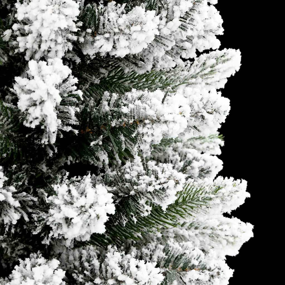 vidaXL Pre-Lit Warm White LED and Black Baubles White Artificial Christmas Tree with Stand 7ft Image 7