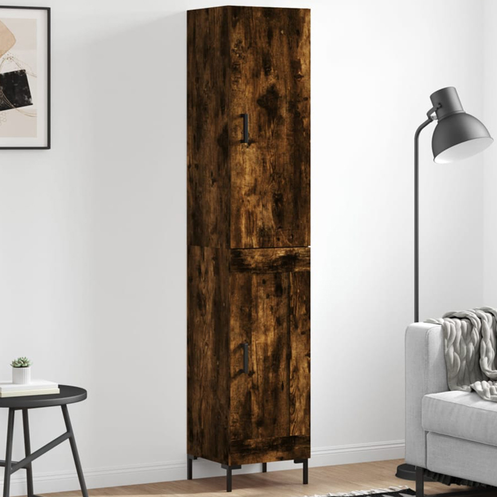 vidaXL 2 Door Smoked Oak Highboard Image 1