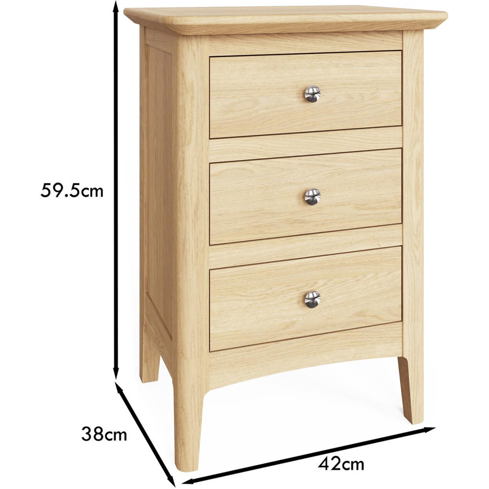 FWStyle Newark 3 Drawer Natural Lacquered Ash Chest of Drawers Image 9