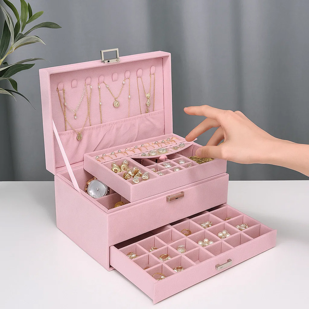 Modcraft 3 Layer Pink Jewellery Box Organizer Image 2