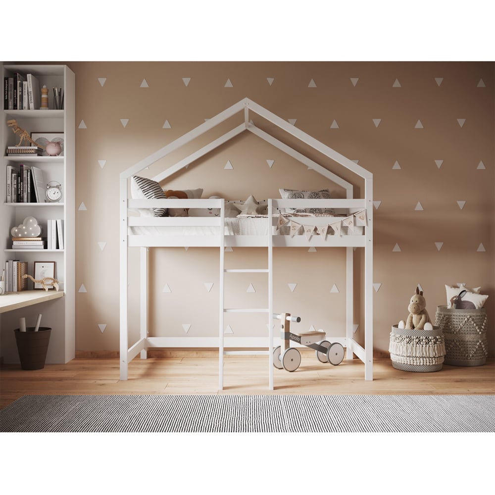 Flair Nook White Wooden House Mid Sleeper Image 4