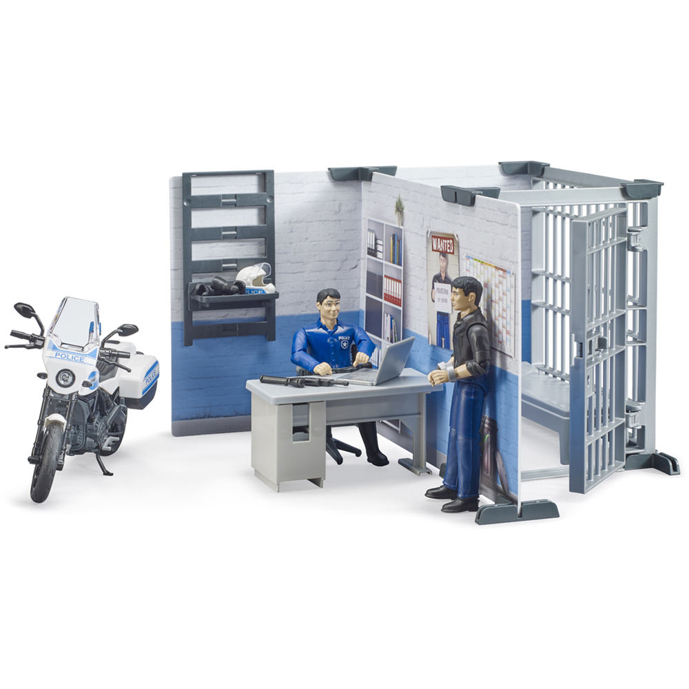 Bruder Kids bworld Police Station with Police Motorbike Playset Model Image 7