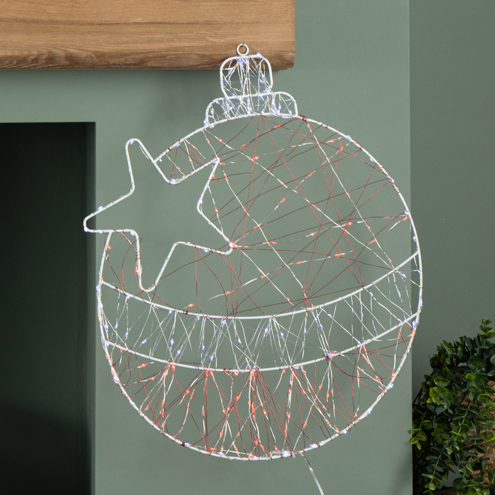 Samuel Alexander 240 Red White LED Light-Up Twinkling Christmas Ball Dewdrop Silhouette 52 x 42cm Image 6