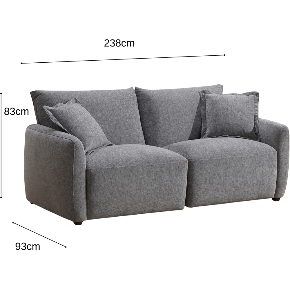 Bedford 3 Seater Stone Sofa Image 5