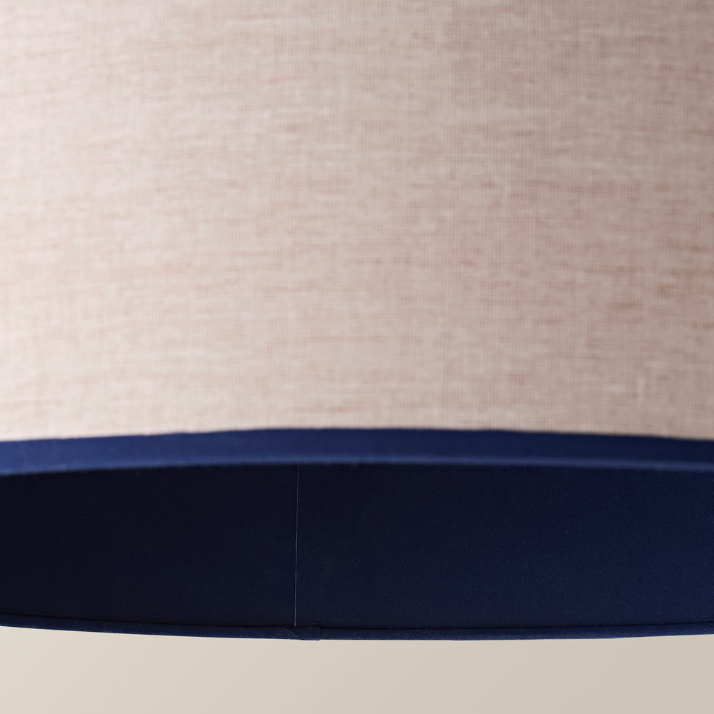 ValueLights Kiara Natural Linen Large Lamp Shade with Navy Trim Inner 45cm Image 3