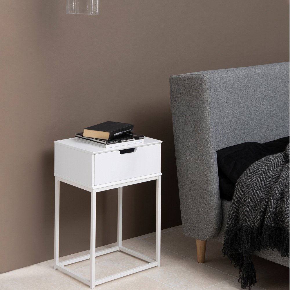 Florence Mitra Single White Drawer Bedside Table Image 8