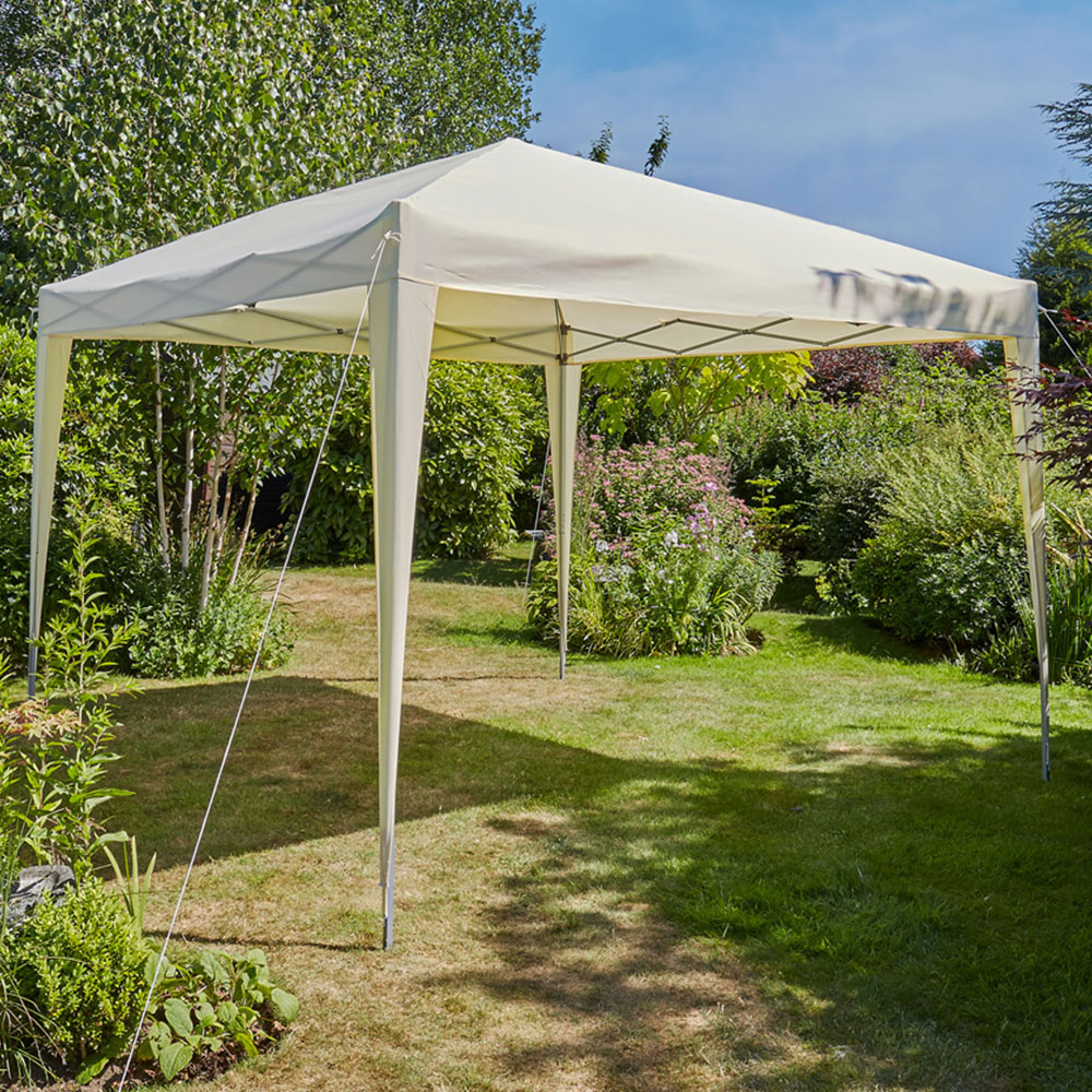 Home Source 3 x 3m Beige Easy Up Garden Outdoor Gazebo Image 1