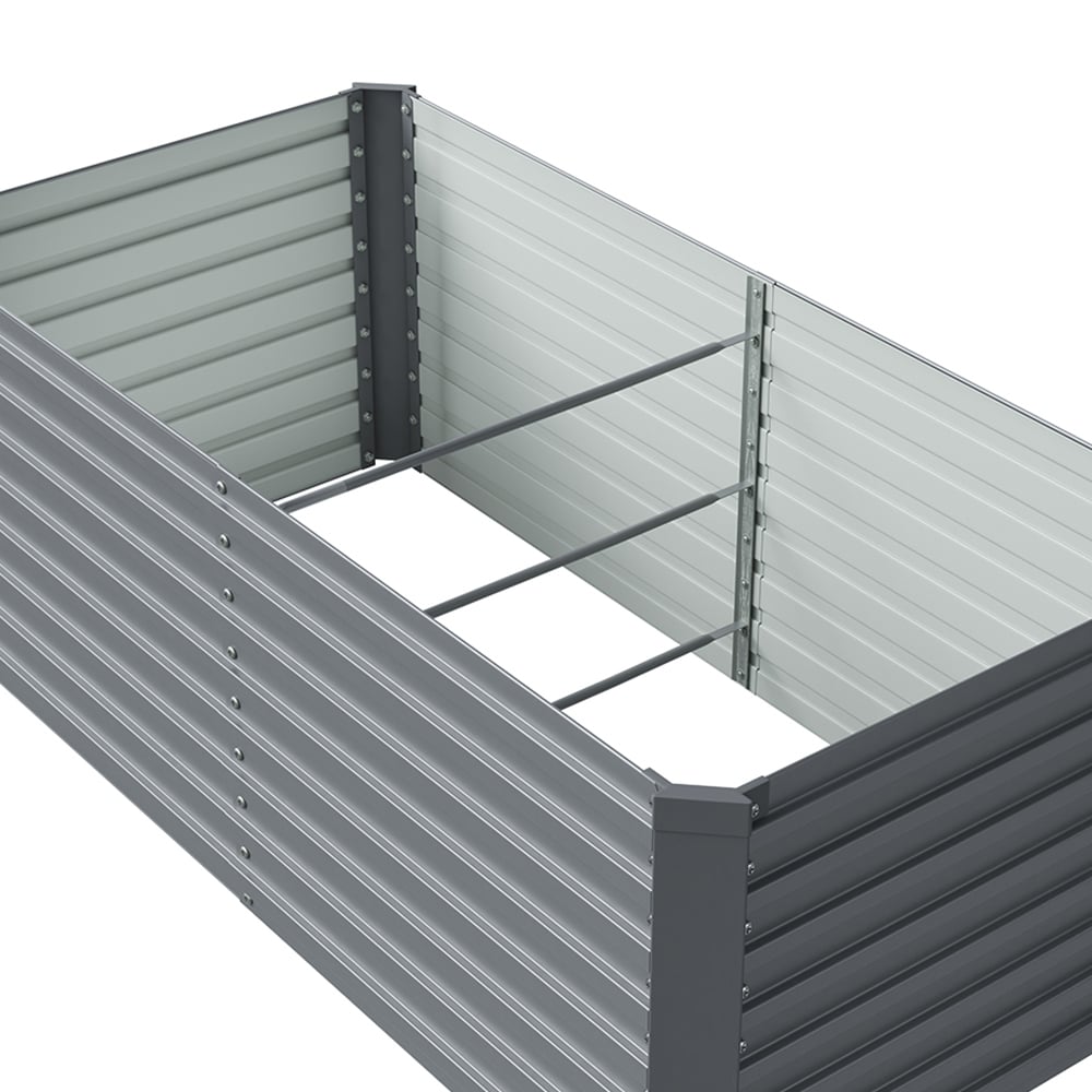 Living and Home Grey Large Rectangular Galvanised Steel Raised Garden Bed 160 x 80cm Image 4