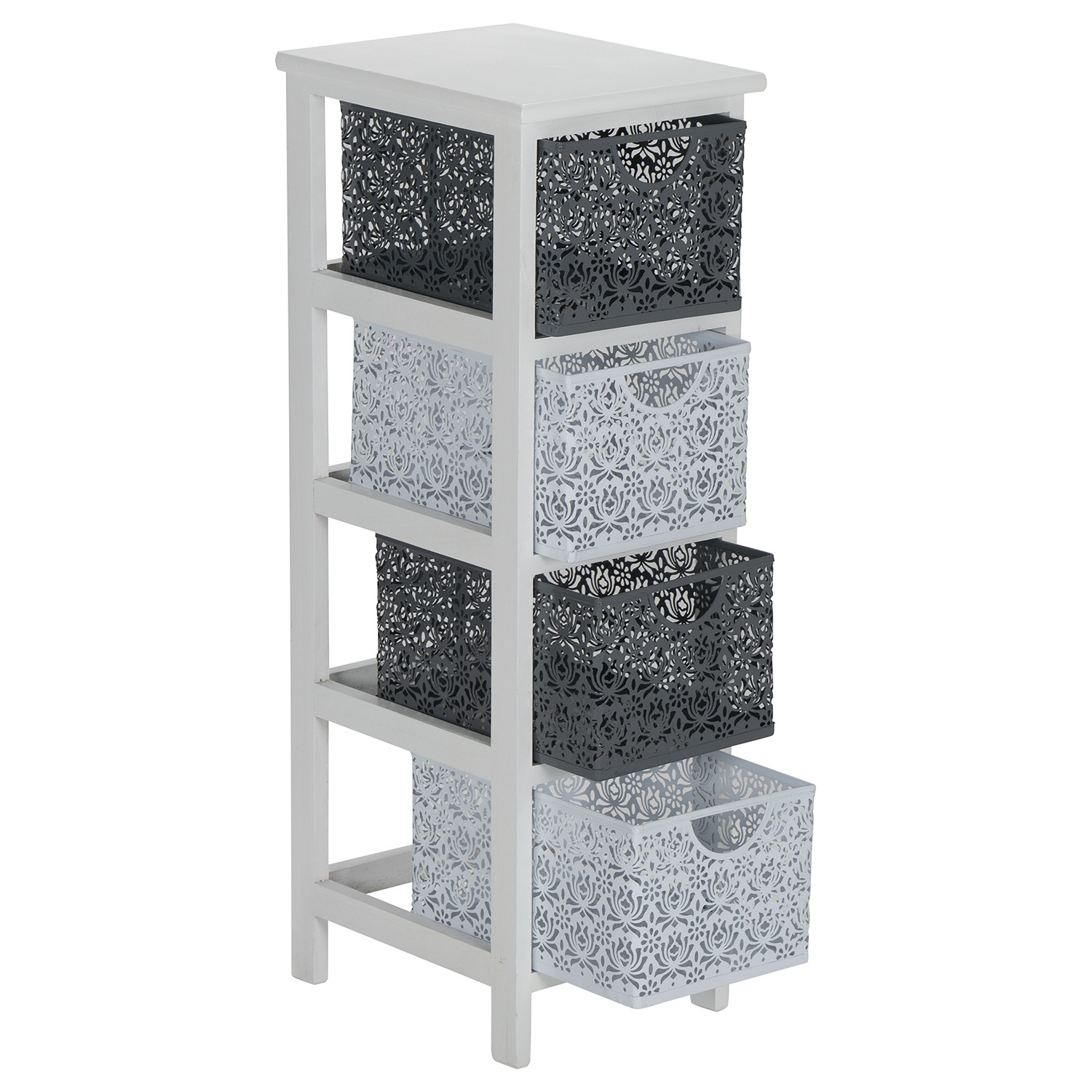 Lacey 4 Drawer Grey and White Storage Tower Image 3