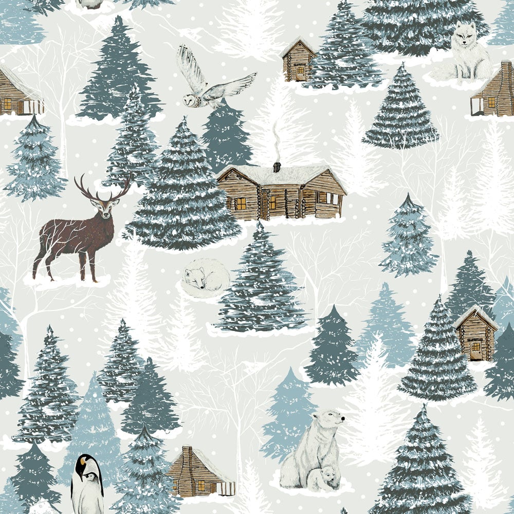 furn. Arcticus King Size Blue Arctic Animal Duvet Cover Set Image 5