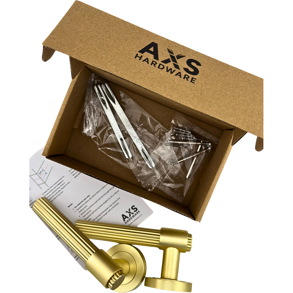 AXS Hardware Nevada Satin Brass Bathroom Door Handles on Rose 4 Pack Image 7
