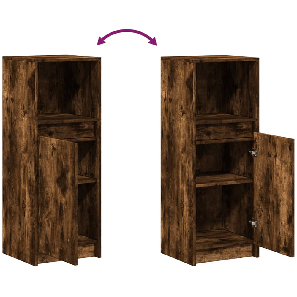 vidaXL Single Door Single Shelf Smoked Oak Sideboard with RGB LED Lights Image 9