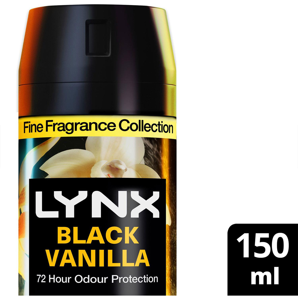 Lynx Fine Fragrance Men's Black Vanilla 72H Freshness Deodorant Body Spray 150ml 36 Pack Image 2