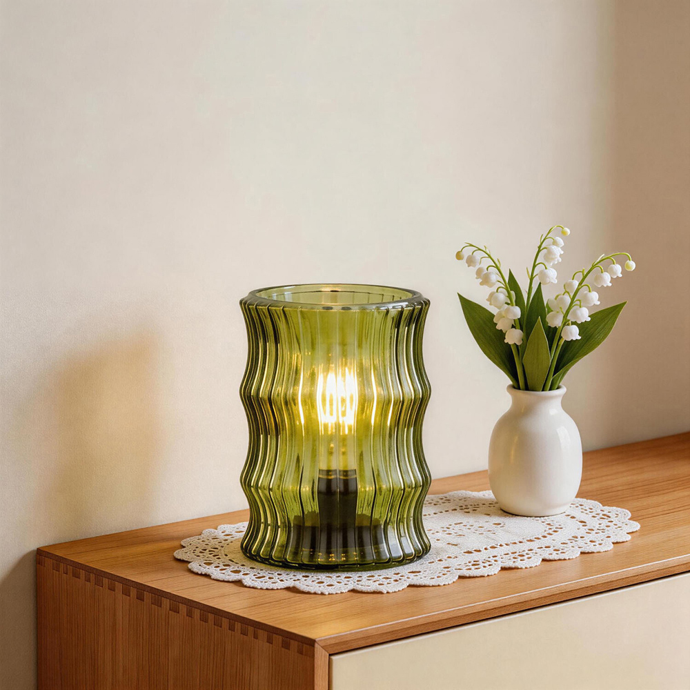 Ribbed Wavy Battery-Operated Light Olive Image 2