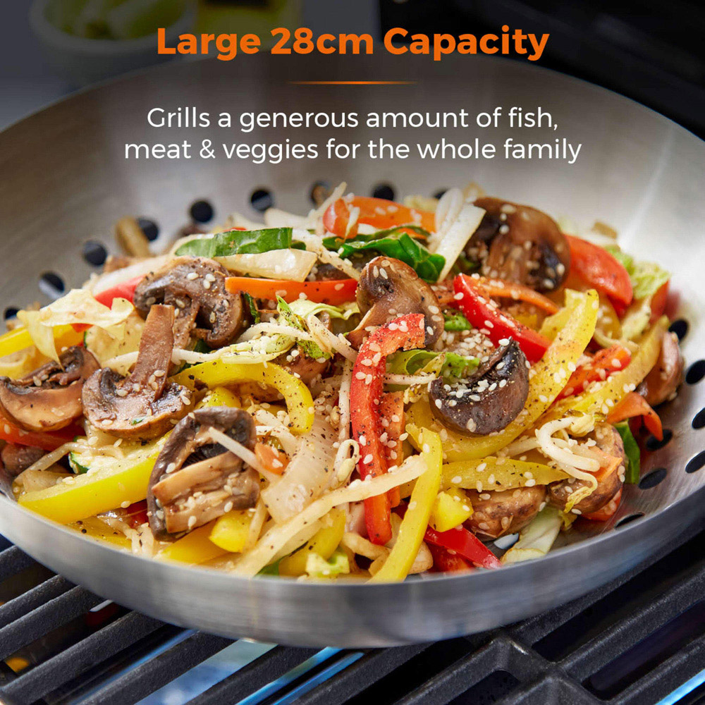Tower 28cm Stainless Steel Grill Wok with Folding Bakelite Handle Image 3