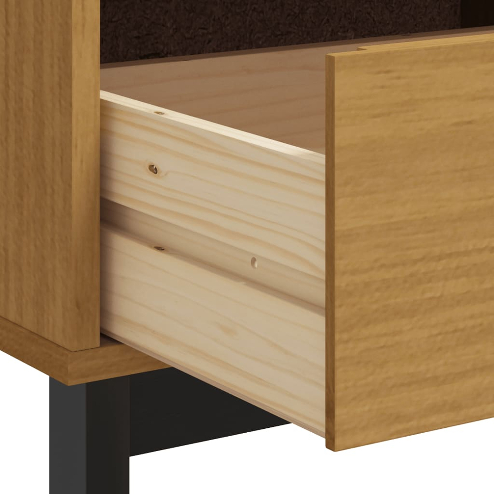 vidaXL Flam 2 Drawer Single Shelf Oak Solid Pine Wood TV Cabinet Image 8