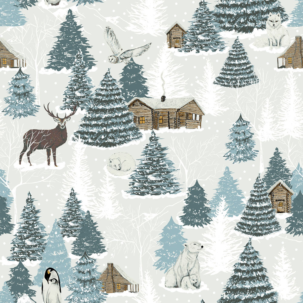 furn. Arcticus Super King Size Blue Arctic Animal Duvet Cover Set Image 5