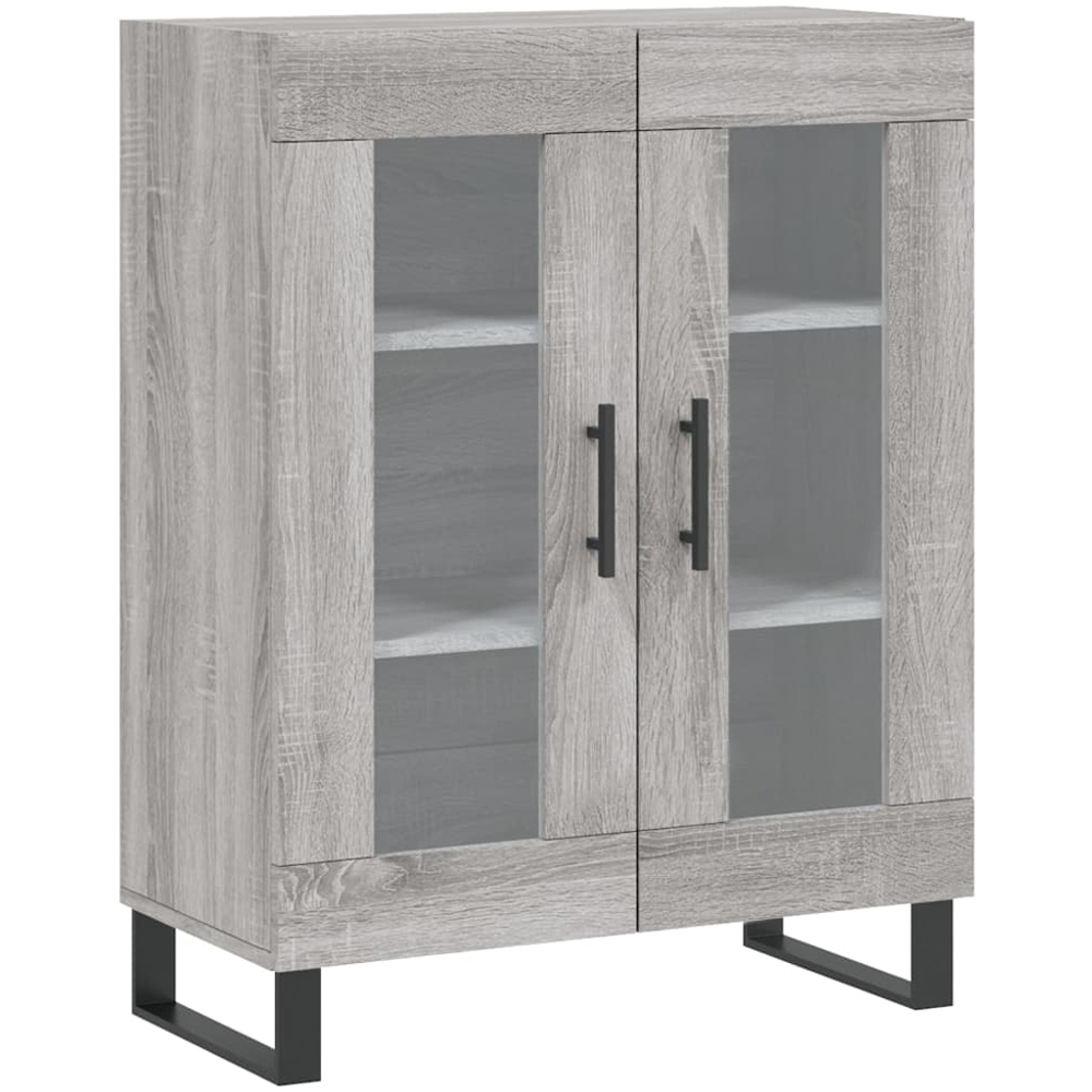 vidaXL 2 Glass Door 3 Shelf Grey Sonoma Highboard Image 7
