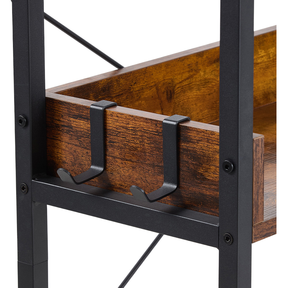 Living and Home 3 Shelf Black and Brown Freestanding Over the Toilet Storage Rack with Hooks Image 6