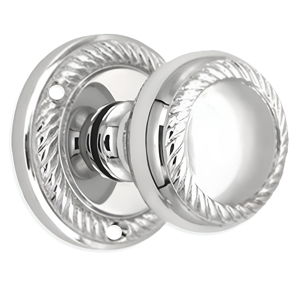 Spira Brass Polished Chrome Georgian Mortice Door Knob 2 Pack Image 3