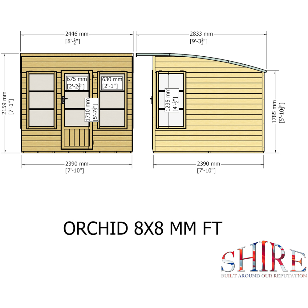 Shire Orchid Pine Wood Curved Roof 8 x 8ft Summerhouse Image 7