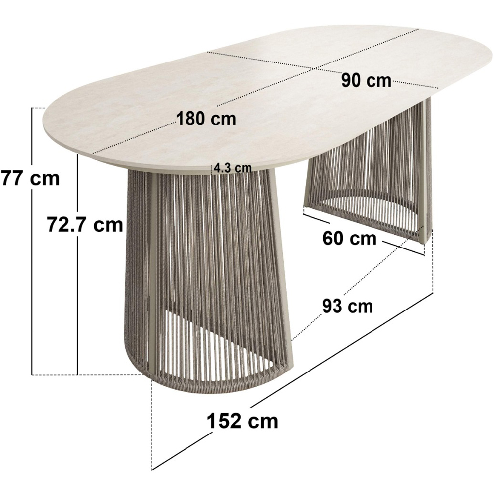 SOLACE+CO Hana Lynden 4 Seater Oval Garden Dining Set Image 8