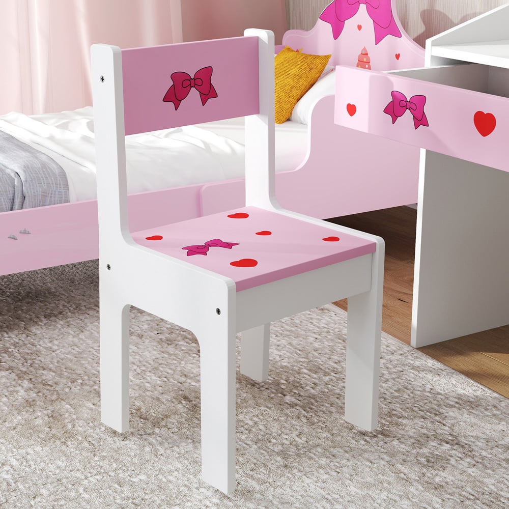 AIYAPLAY Single Drawer Pink Kids Study Table and Chair Set Image 4