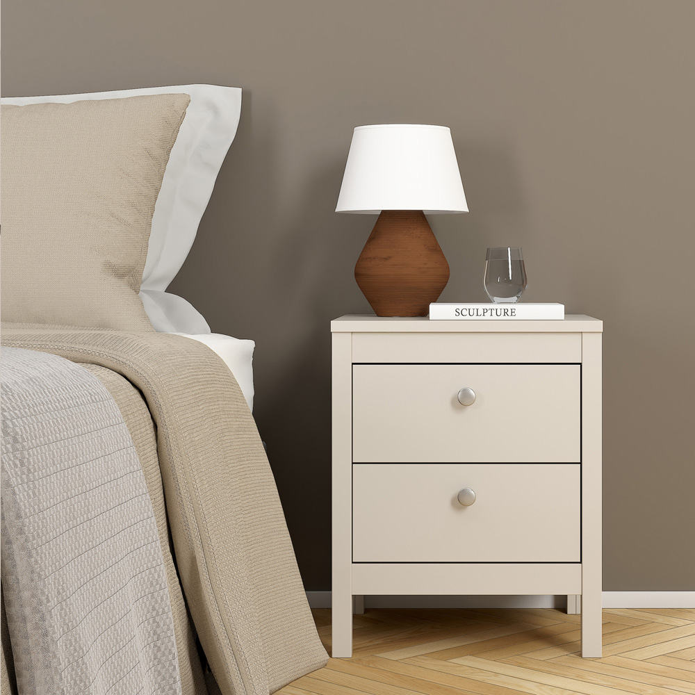 Florence Madrid 2 Drawer Cashmere Bedside Table Image 6