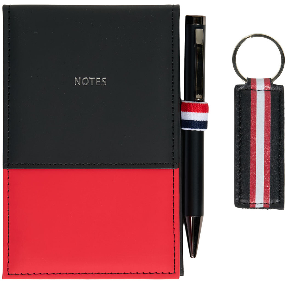 Red and Black Stripe Stationery Set Image 2