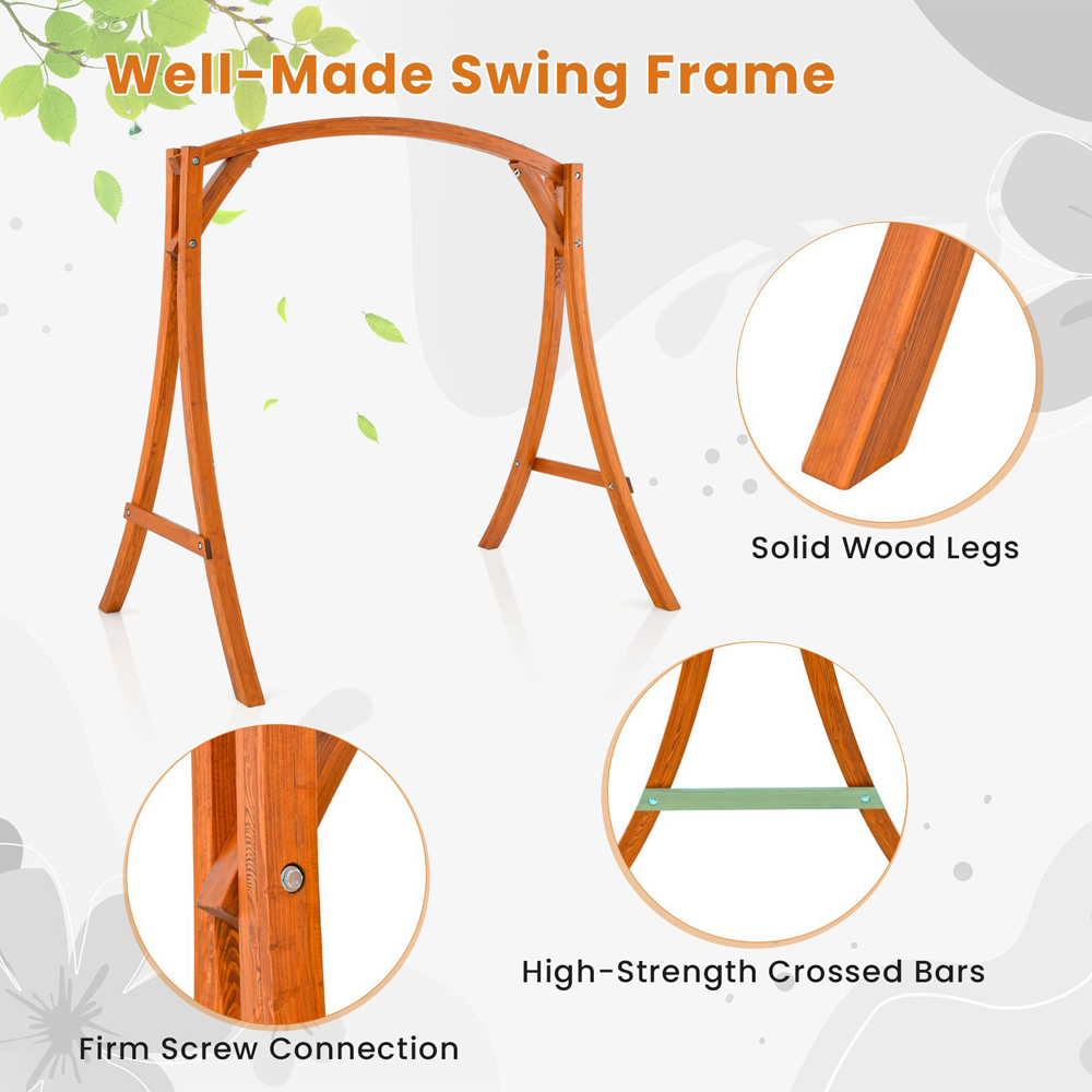 Costway Curved Wooden Garden Swing Frame Image 3