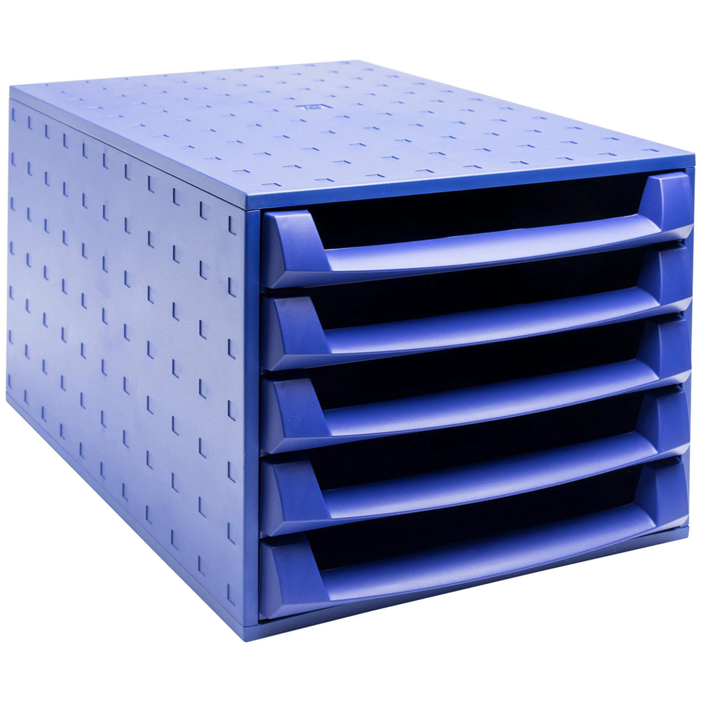 Exacompta Forever 5 Drawer Cobalt Blue Recycled Plastic Filing Cabinet Image 1