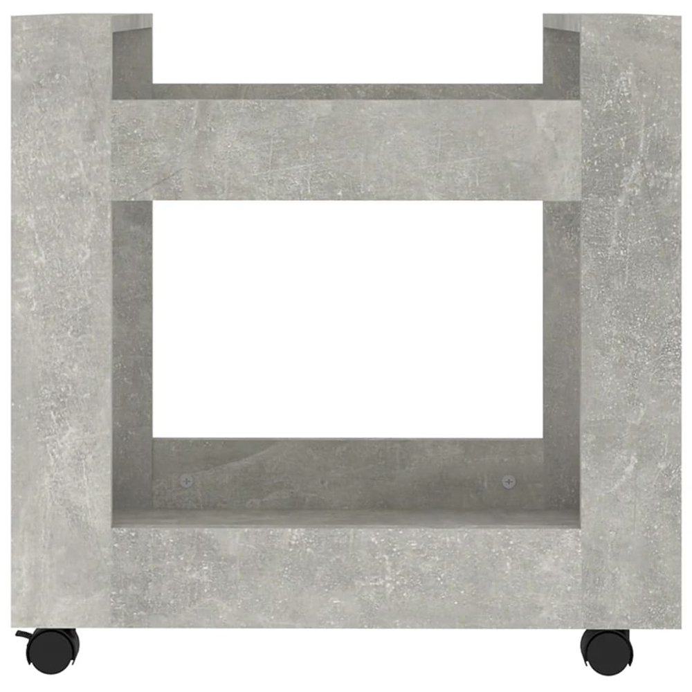 vidaXL 2 Shelf Concrete Grey Wooden Desk Trolley Image 5