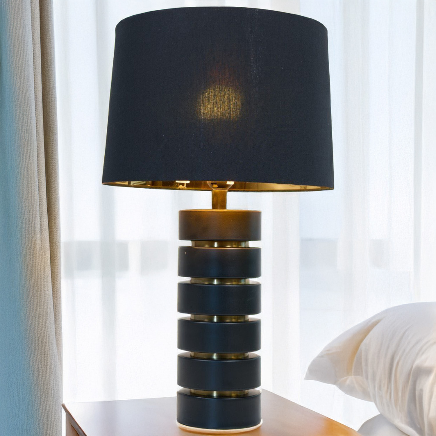 Kai Table Lamp Black and Brass Image 2